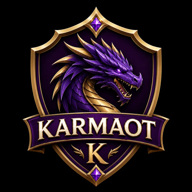 KarmaOT — 7.4 retro PvP server logo; XyroBot adds cavebot, healing, targeting and loot